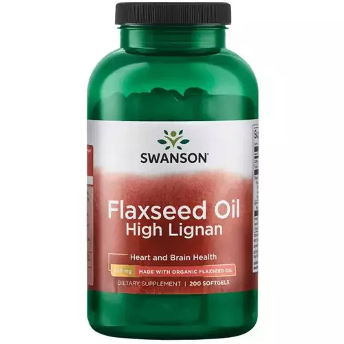 Swanson EFA Flaxseed Oil 980mg High Lignan 200 softgels